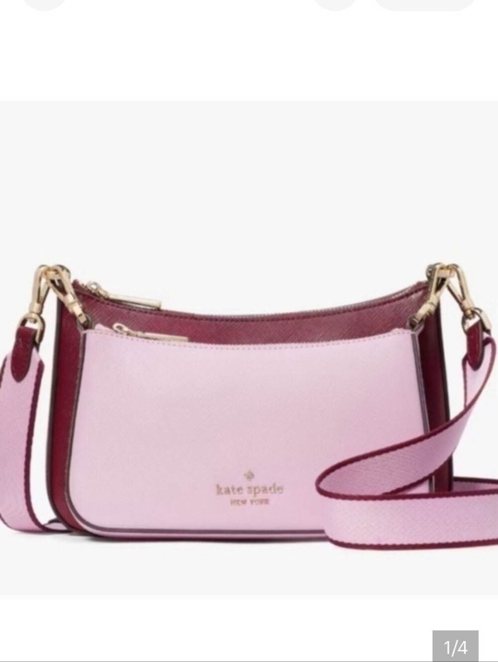kate spade  Pink and Berry Double-Zip Crossbody Bag